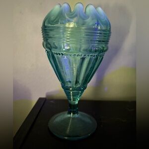 Jefferson Glass Company - EAPG - Beads and Bars Blue Opalescent